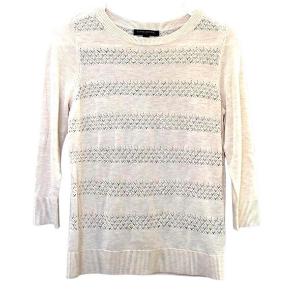 Sweaters - BANANA REPUBLIC Sweater Women Small (S) Beige Cut Out 3/4 Sleeve Ladies